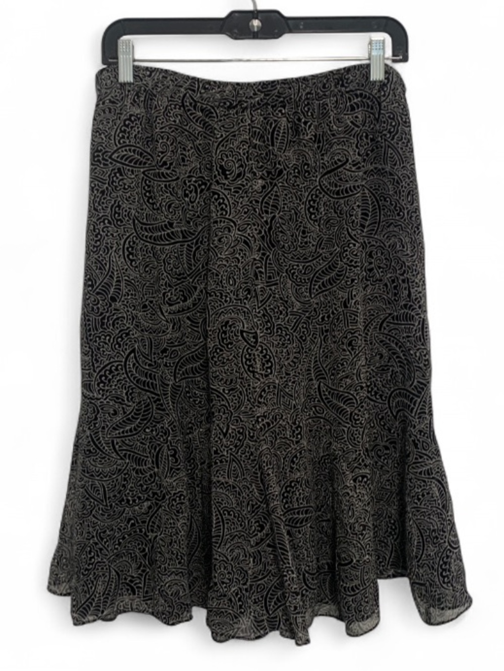Y2K Allison Taylor Black Paisley A-Line Silk Skirt